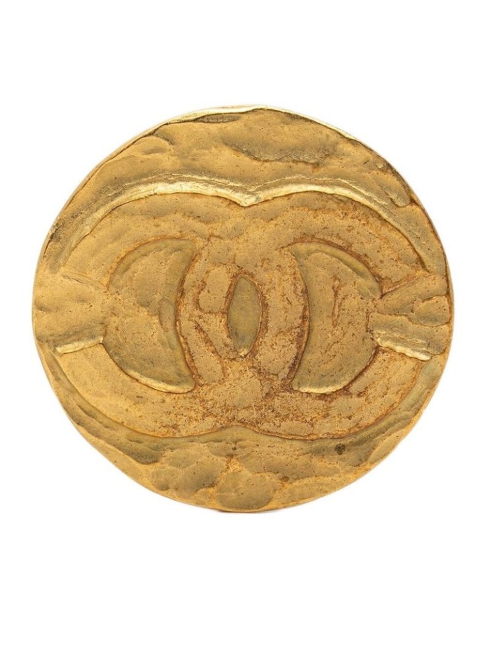 Chanel CC Logo Round Vintage Brooch 94A Gold Plated